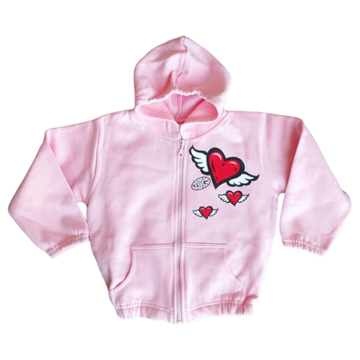 Pink Heart Zip-Up Jacket (Size 4T)