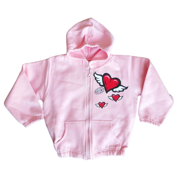 Pink Heart Zip-Up Jacket (Size 4T)